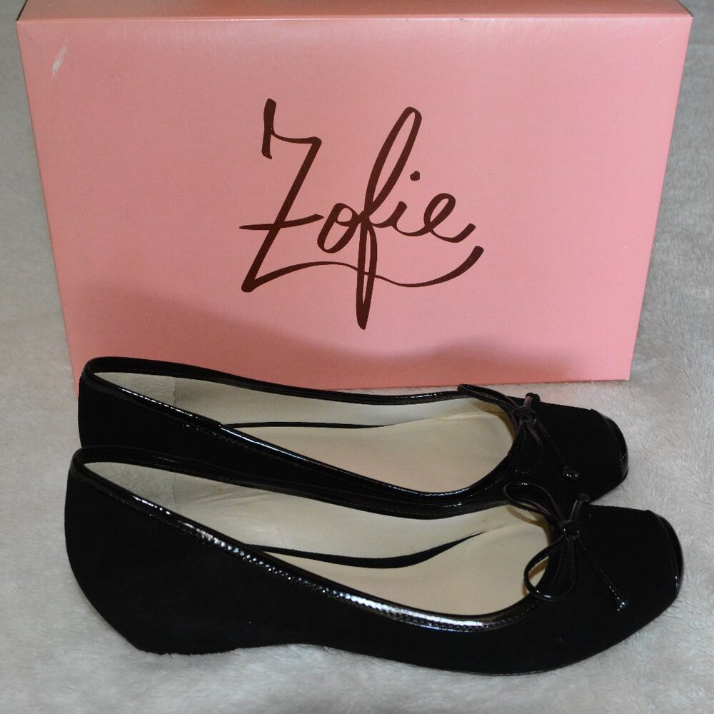 Zofie Women's Graca Black Suede Ballet Flat Shoes size 10